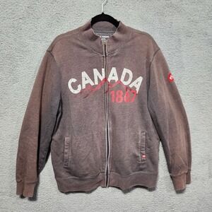 Joe Fresh Canada 1867 Brown Full Zip Jacket Pockets Size XL‎